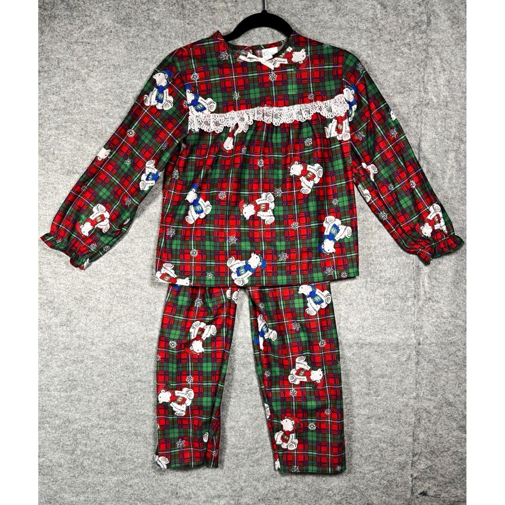 Vintage 90s Candlesticks Girls Size 10 Christmas Polar Bear Plaid New W/O Tags